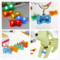 wholesale Pet Bone Shaped Led Safety Pendant Puppy Dog Light Up Tags Flasher Blinker